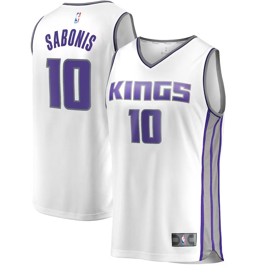 Men Sacramento Kings 10 Domantas Sabonis Fanatics Branded White 2022-23 Fast Break Replica NBA Jersey